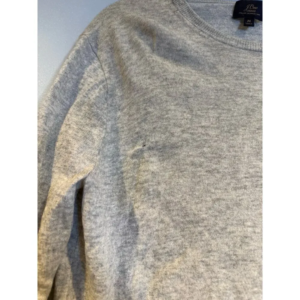 J.Crew Italian Cashmere Yarn Crewneck Sweater Gray Size Medium